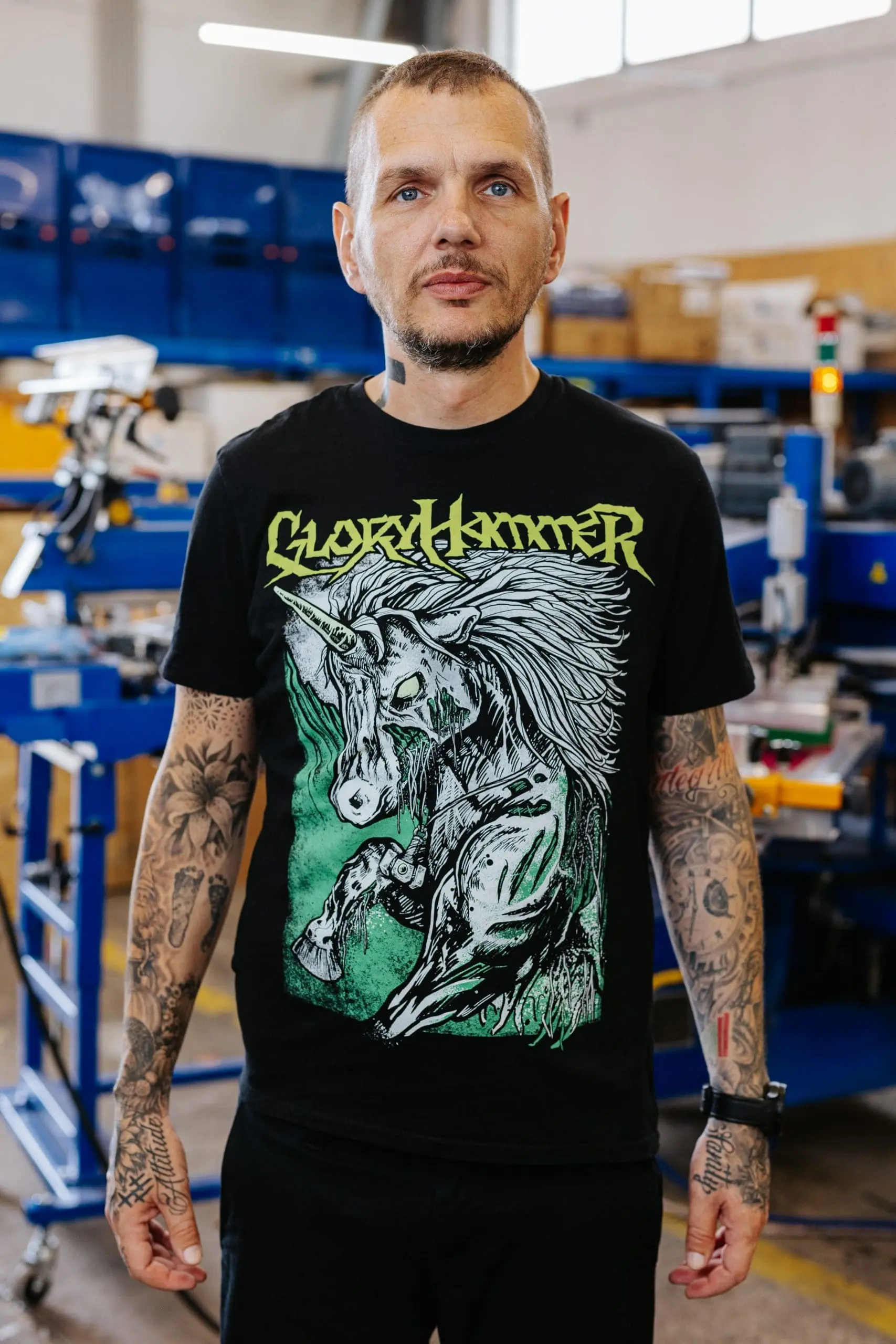 Gloryhammer fantasy metal band t-shirt with vibrant screen printed wizard artwork