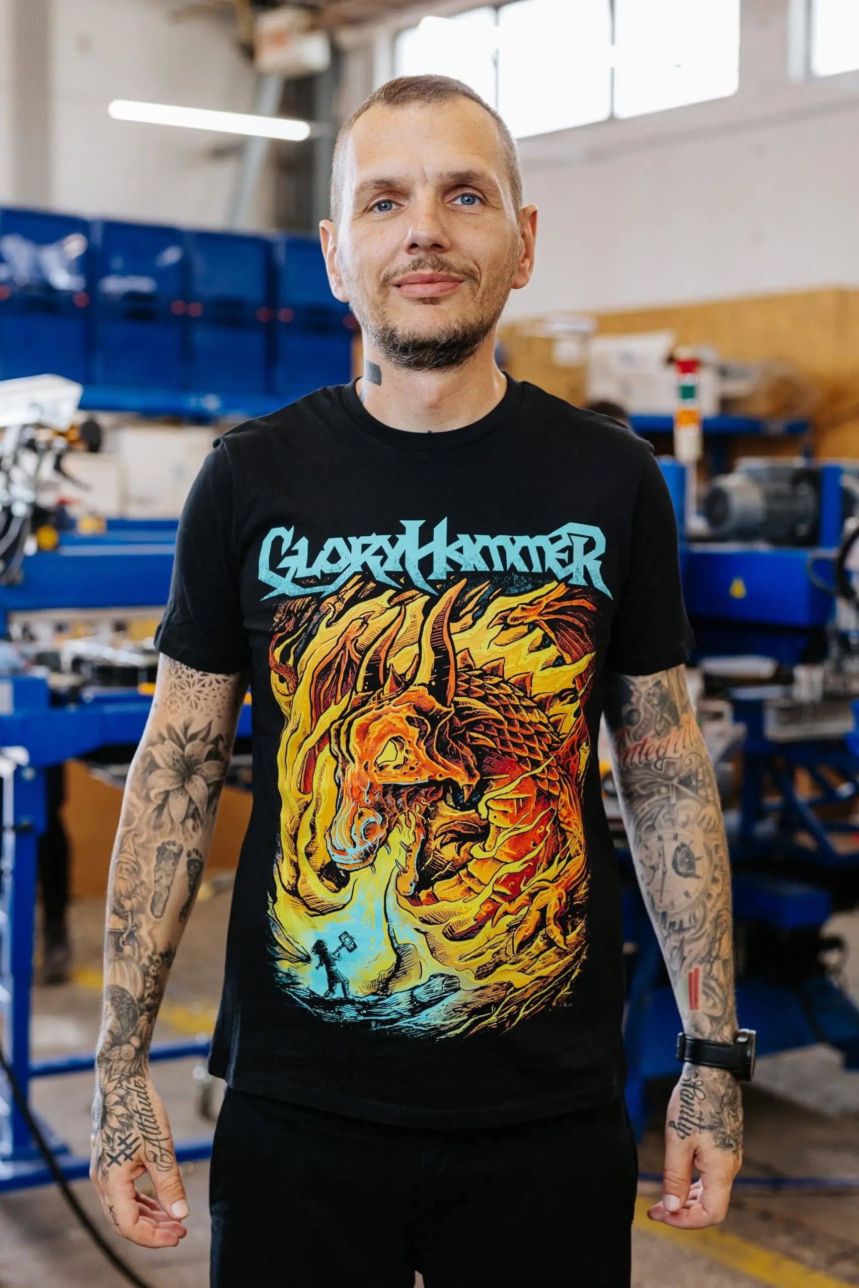 Gloryhammer fantasy metal band t-shirt with vibrant screen printed wizard artwork