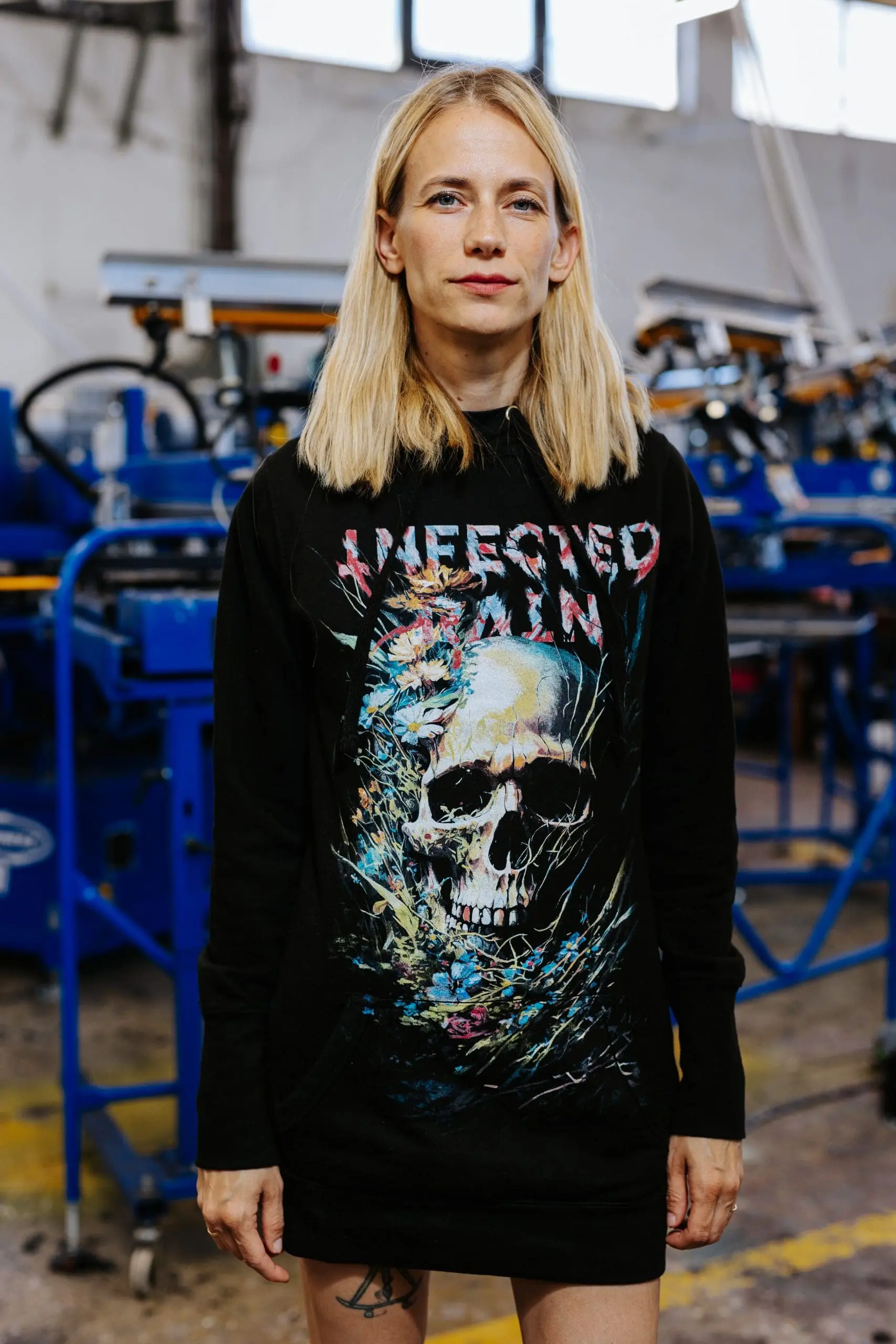 Infected Rain metal band long-sleeve with colorful skull screen print design