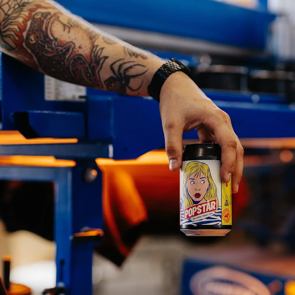 POPSTAR branded energy drink packaging design for custom brand merchandise production